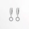 925 Sterling Silver Inlaid Zircon Hoop Dangle Earrings Silver One Size Earrings - Tophatter Daily Deals