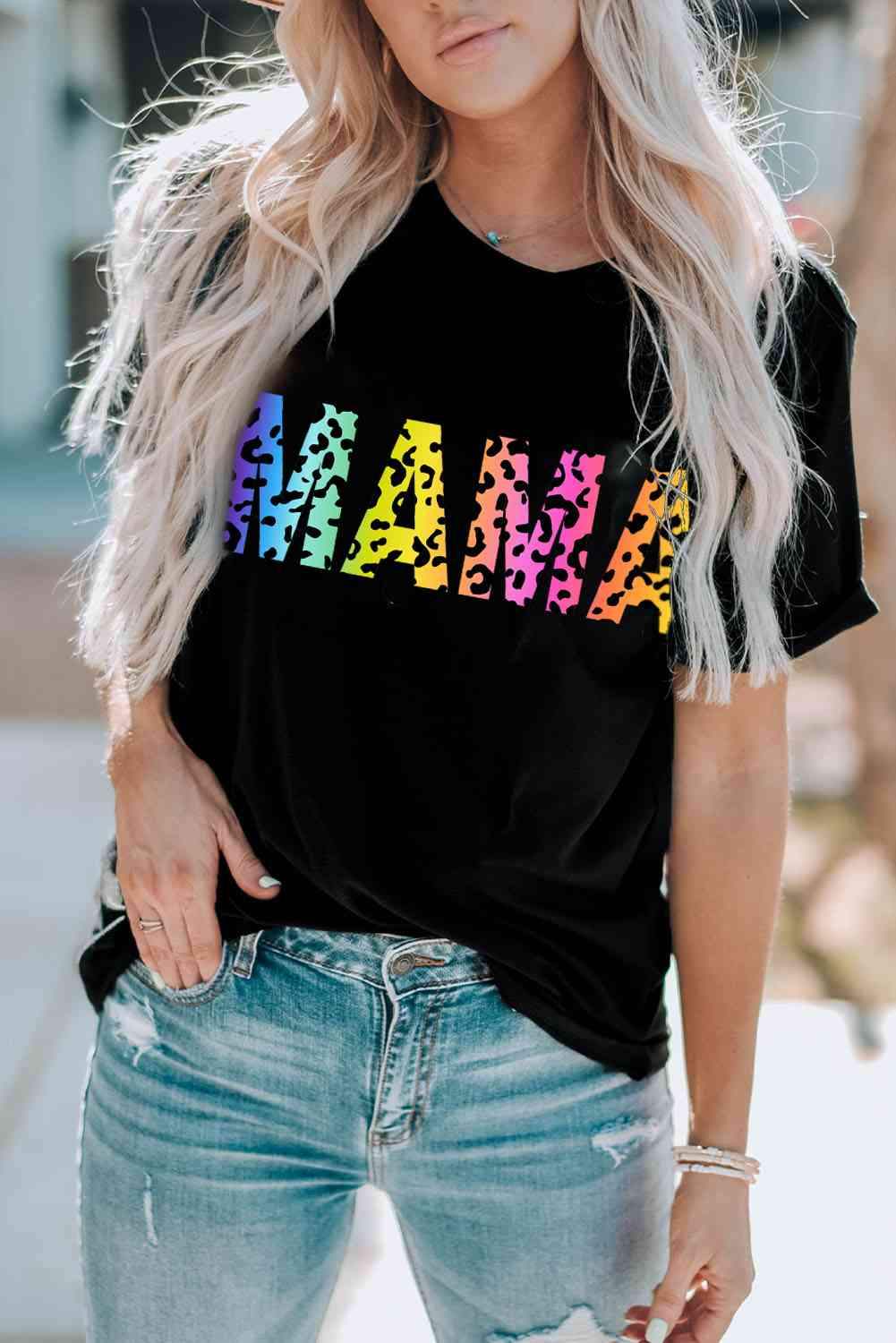 Leopard MAMA Graphic T-Shirt Women's T-Shirts - Tophatter Daily Deals