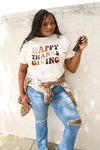 Simply Love Full Size HAPPY THANKS GIVING Short Sleeve T-Shirt White Women's T-Shirts - Tophatter Daily Deals