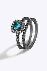 2-Piece Paraiba Blue Zircon Ring Set Black Rings - Tophatter Daily Deals