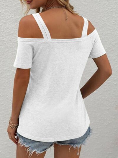 Double Spaghetti Straps Short Sleeve T-Shirt Women's T-Shirts - Tophatter Daily Deals