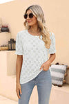 Openwork Round Neck Flounce Sleeve T-Shirt Women's T-Shirts - Tophatter Daily Deals