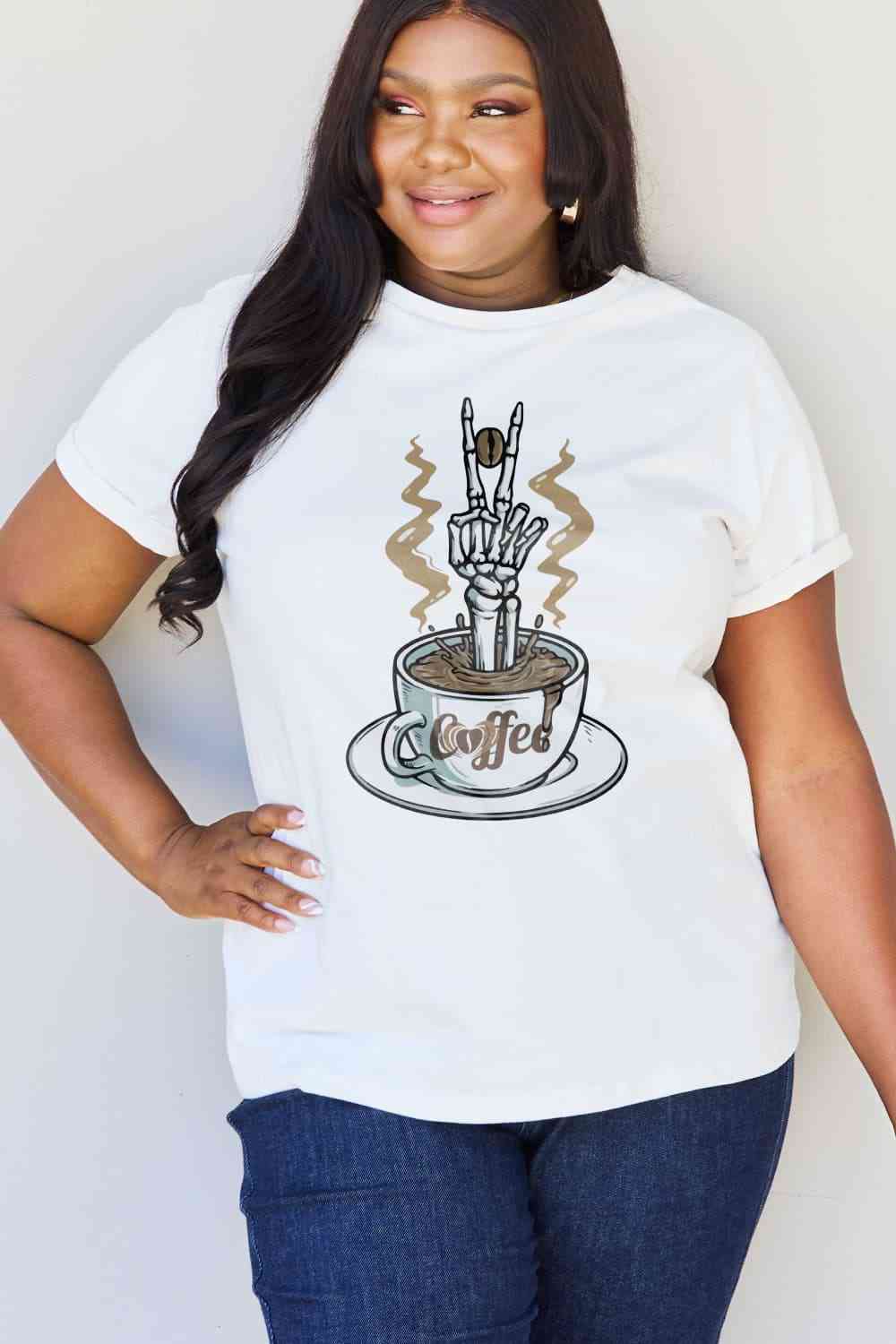 Simply Love Full Size COFFEE Graphic Cotton Tee Women's T-Shirts - Tophatter Daily Deals