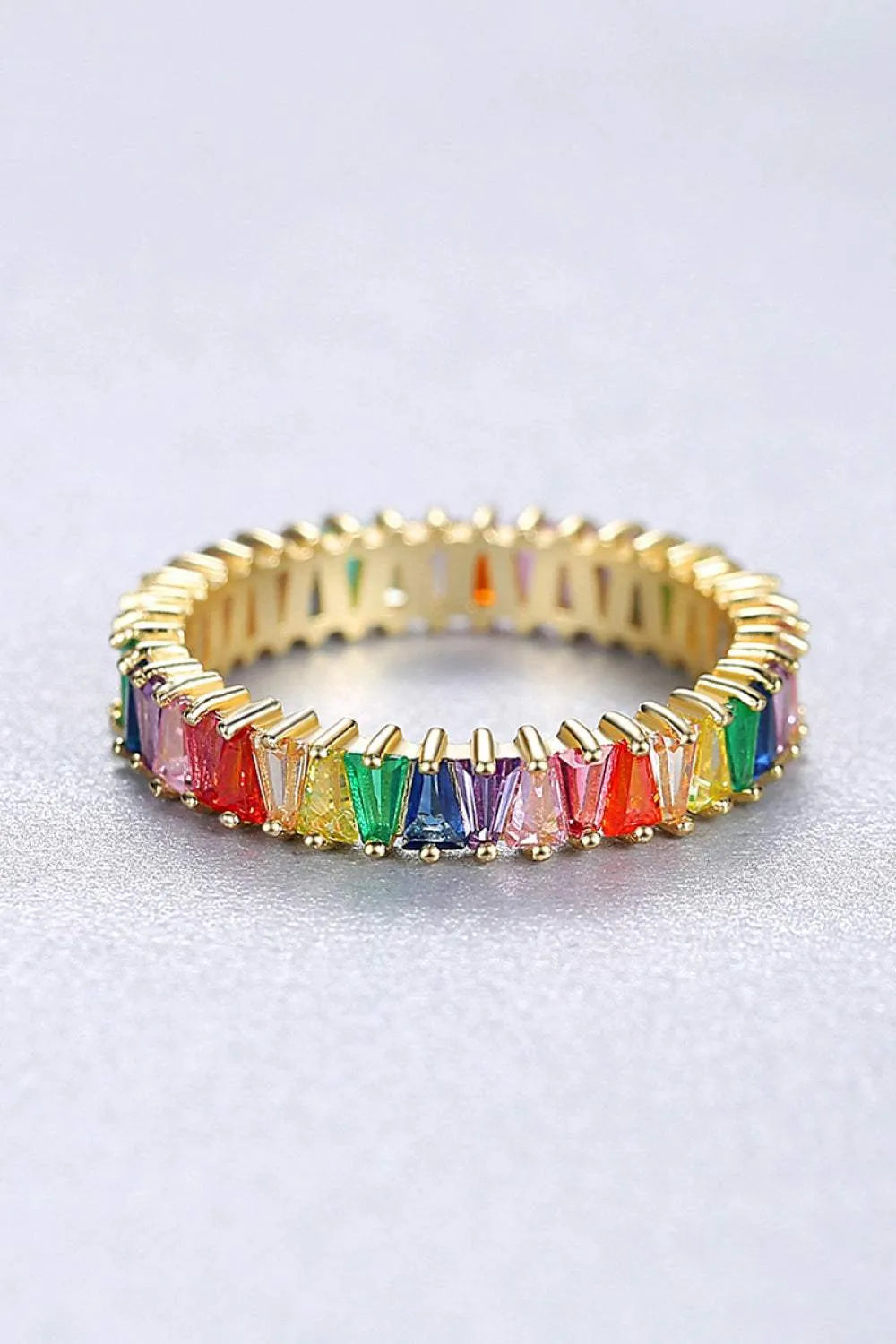 Multicolored Cubic Zirconia 925 Sterling Silver Ring Rings - Tophatter Daily Deals