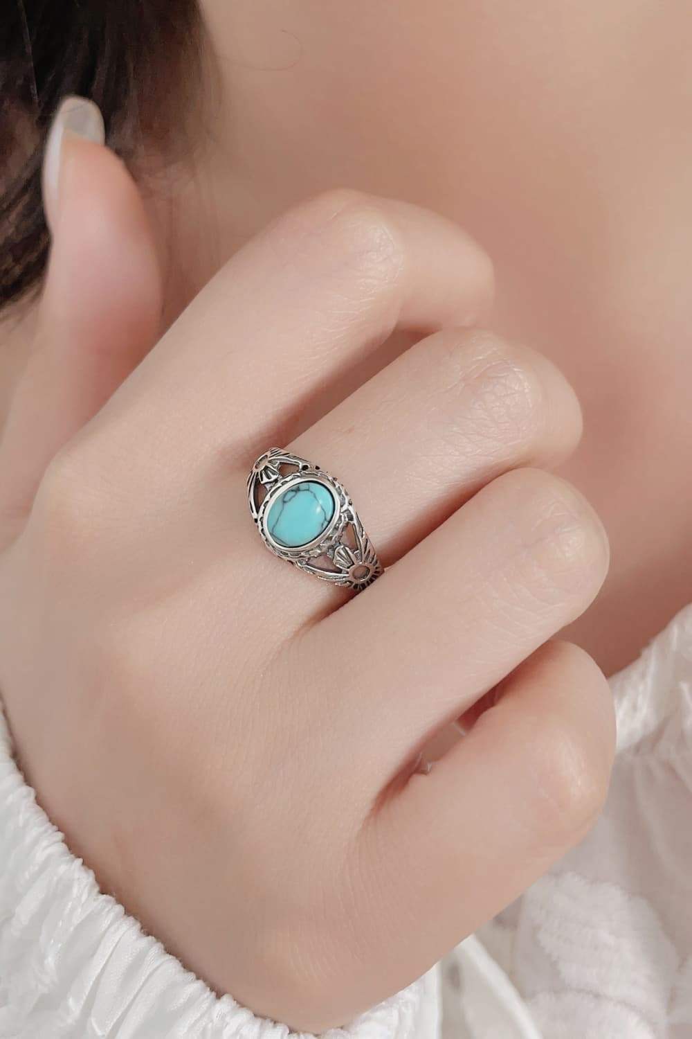 Turquoise 925 Sterling Silver Ring Silver Rings - Tophatter Daily Deals