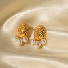 Imitation Pearl Stainless Steel Stud Earrings Gold One Size Earrings - Tophatter Daily Deals