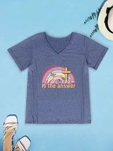JESUS IS THE ANSWER V-Neck Short Sleeve T-Shirt Women's T-Shirts - Tophatter Daily Deals
