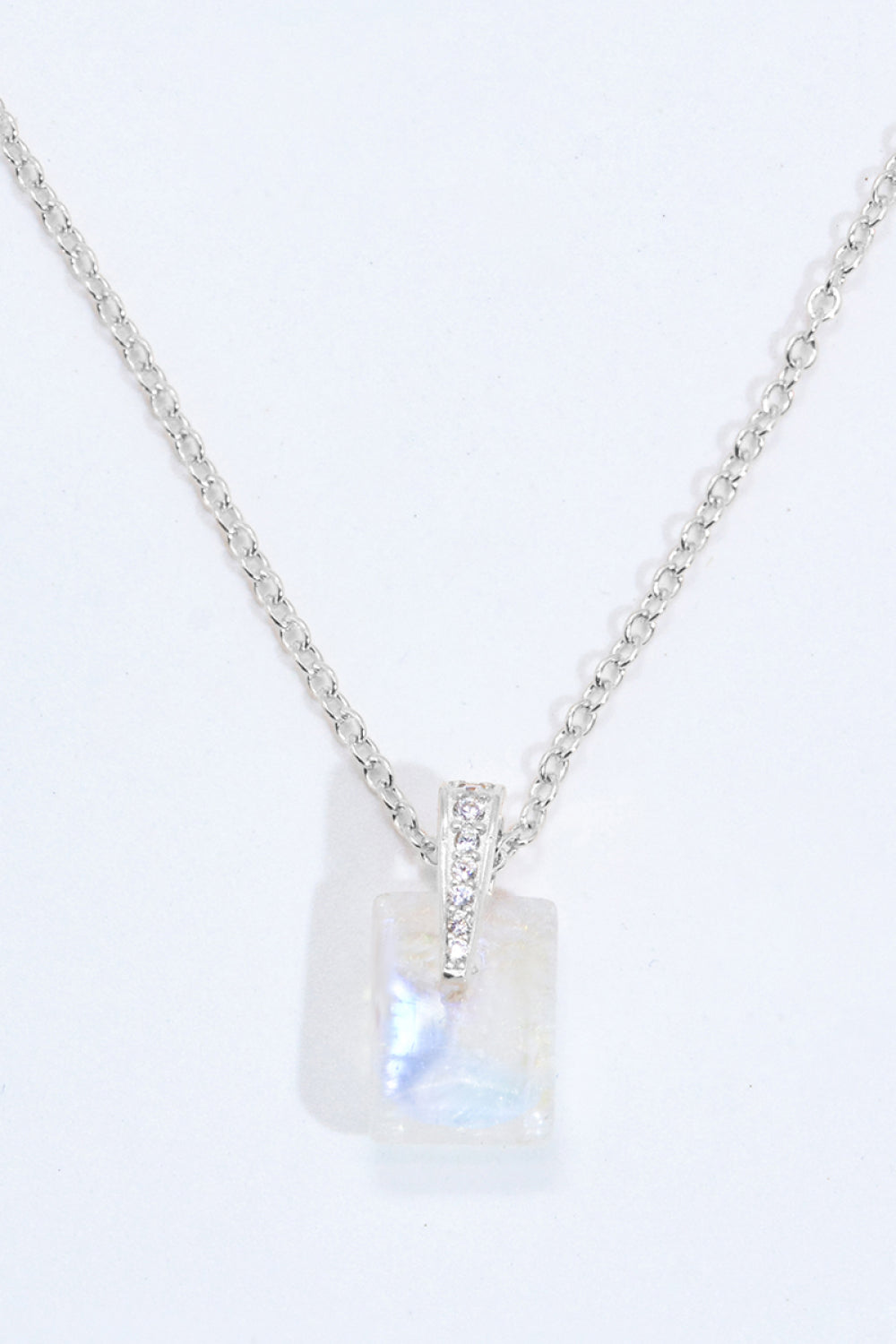 925 Sterling Silver Natural Moonstone Pendant Necklace Moonstone - Tophatter Daily Deals