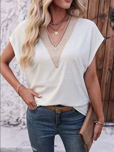 Heathered V-Neck Short Sleeve T-Shirt Women's T-Shirts - Tophatter Daily Deals