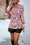 Printed Smocked Puff Sleeve Blouse Blouses - Tophatter Daily Deals