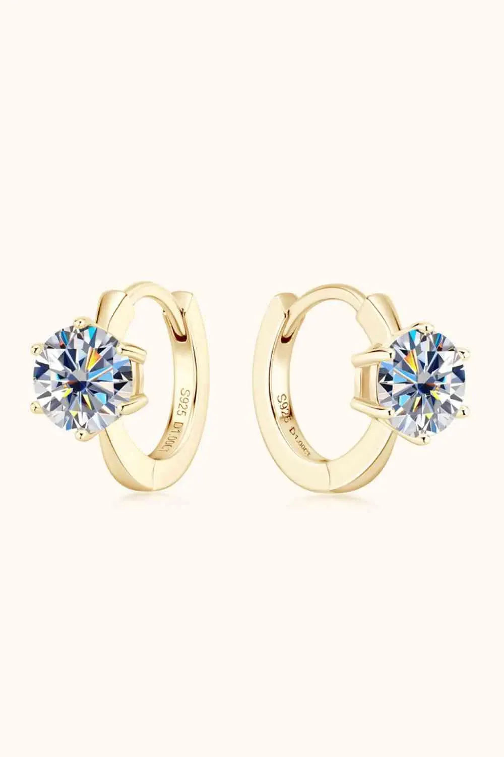 2 Carat Moissanite 925 Sterling Silver Huggie Earrings Gold One Size Moissanite - Tophatter Daily Deals