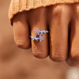 Flower Shape Inlaid Zircon 925 Sterling Silver Ring Rings - Tophatter Daily Deals