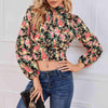 Cropped Floral Print Smocked Waist Blouse Floral Blouses - Tophatter Daily Deals