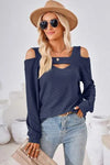 Cutout Square Neck Cold Shoulder T-Shirt Women's T-Shirts - Tophatter Daily Deals