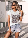 Leopard Graphic Round Neck Tee Women's T-Shirts - Tophatter Daily Deals