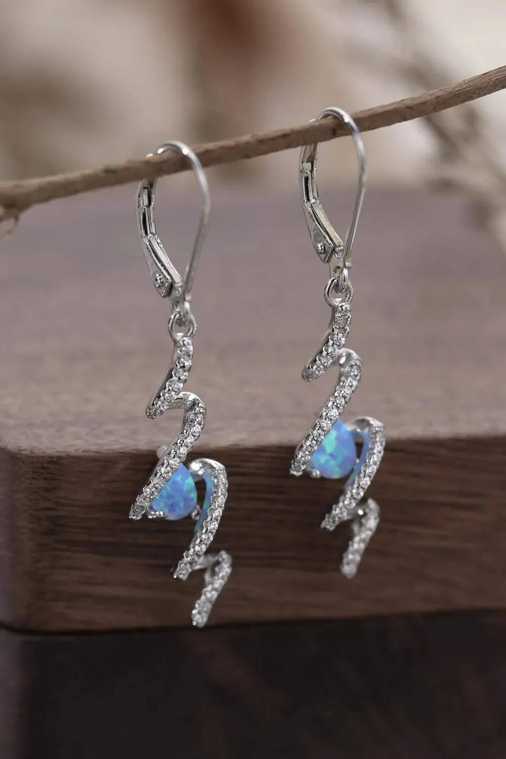 Twisted Opal Drop Earrings Sky Blue One Size Opal - Tophatter Daily Deals