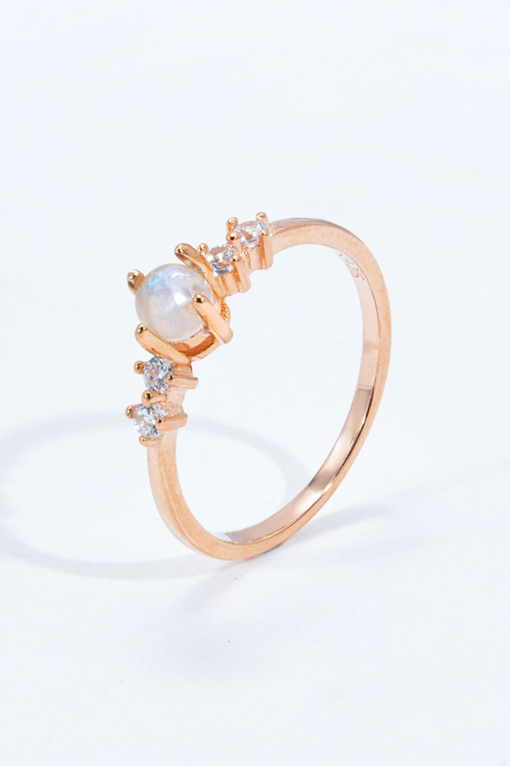 Natural Moonstone and Zircon 18K Rose Gold-Plated Ring Moonstone - Tophatter Daily Deals