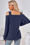 Cutout Square Neck Cold Shoulder T-Shirt Women's T-Shirts - Tophatter Daily Deals