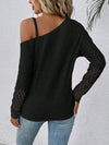 Lace Detail Asymmetrical Neck Long Sleeve T-Shirt Women's T-Shirts - Tophatter Daily Deals