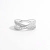 X Shape Inlaid Zircon 925 Sterling Silver Ring Silver Rings - Tophatter Daily Deals