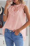 Ruffled Tulle Sleeveless Top Blouses - Tophatter Daily Deals