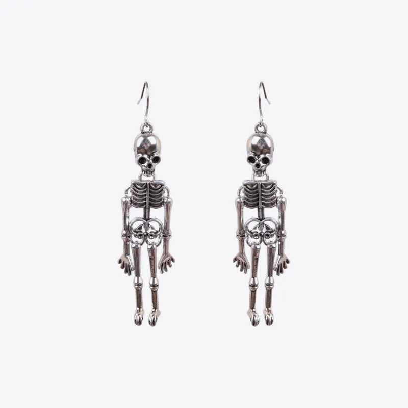 Skeleton Alloy Earrings Silver One Size Earrings - Tophatter Daily Deals