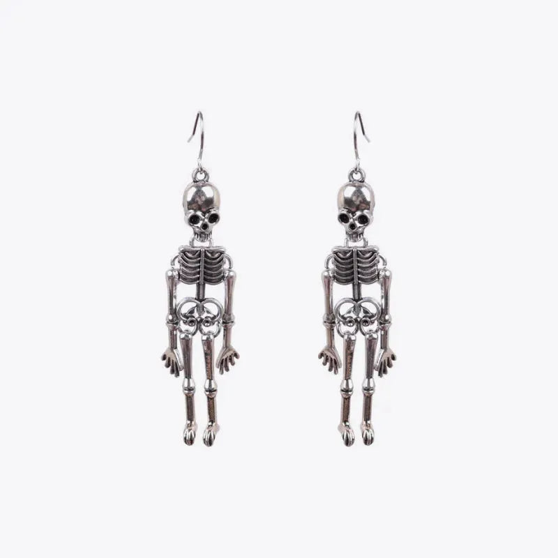 Skeleton Alloy Earrings Silver One Size Earrings - Tophatter Daily Deals