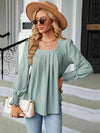 Square Neck Puff Sleeve Blouse Women's T-Shirts - Tophatter Daily Deals