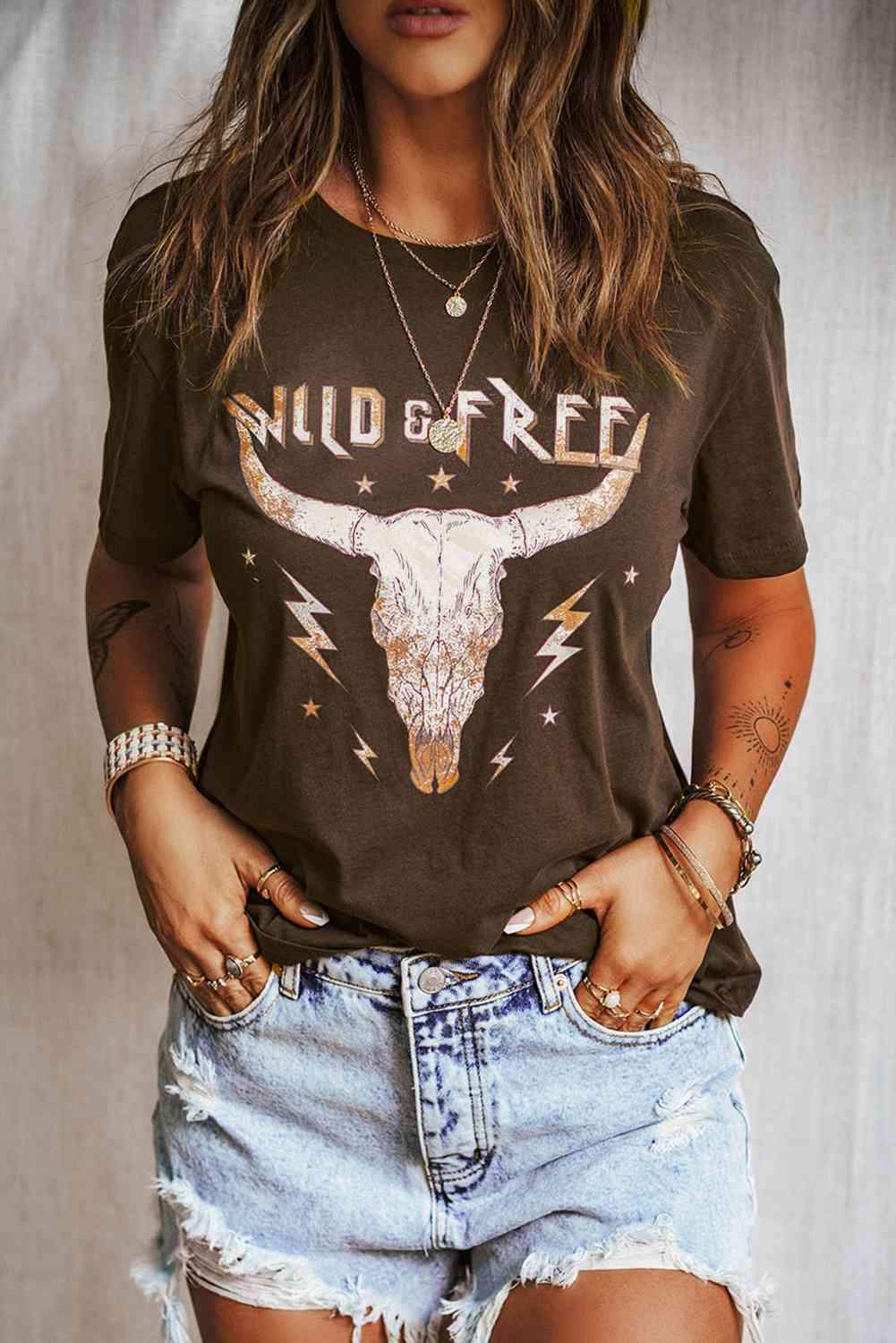 WILD FREE Animal Graphic Tee - Tophatter Daily Deals