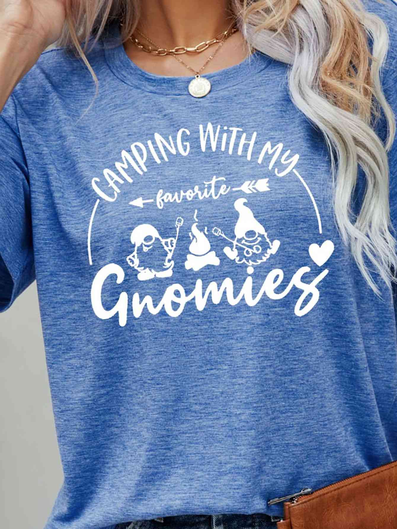 CAMPING WITH MY FAVORITE GNOMIES Graphic Tee Women's T-Shirts - Tophatter Daily Deals