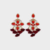 Flower Shape Rhinestone Alloy Dangle Earrings Deep Red One Size Earrings - Tophatter Daily Deals