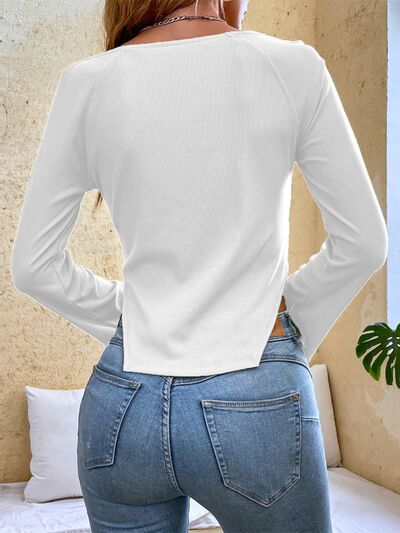 Slit Sweetheart Neck Flare Sleeve T-Shirt Women's T-Shirts - Tophatter Daily Deals