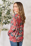 Hopely Full Size Floral Print V-Neck Long Sleeve Blouse Blouses - Tophatter Daily Deals