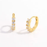 925 Sterling Silver Inlaid Zircon Huggie Earrings Earrings - Tophatter Daily Deals