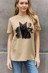 Simply Love Full Size Black Cat Graphic Cotton Tee Women's T-Shirts - Tophatter Daily Deals