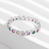 925 Sterling Silver Contrast Zircon Ring Silver Rings - Tophatter Daily Deals