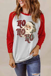 Santa Graphic Raglan Sleeve T-Shirt Deep Red Women's T-Shirts - Tophatter Daily Deals