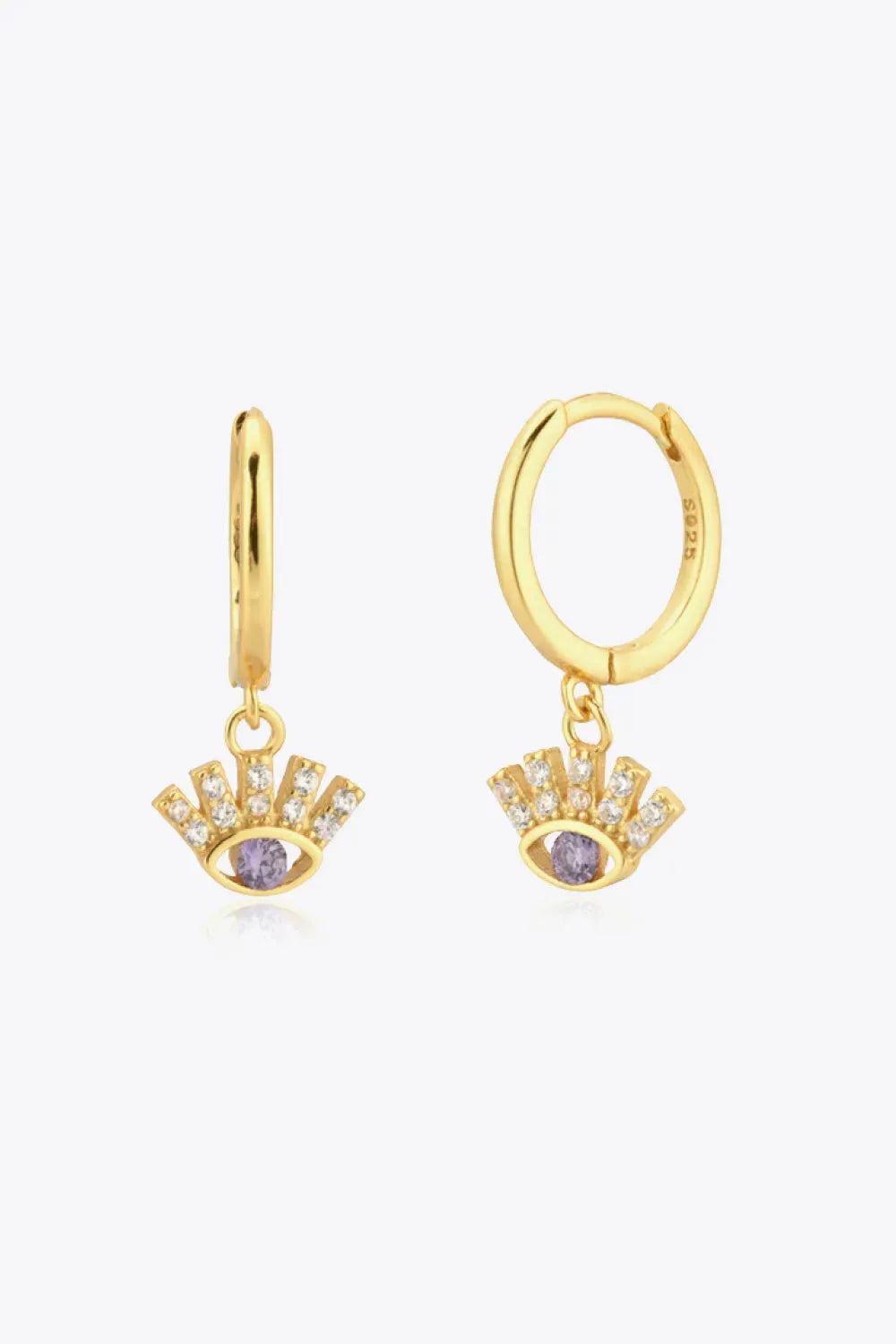 925 Sterling Silver Huggie Drop Earrings Gold One Size Earrings - Tophatter Daily Deals