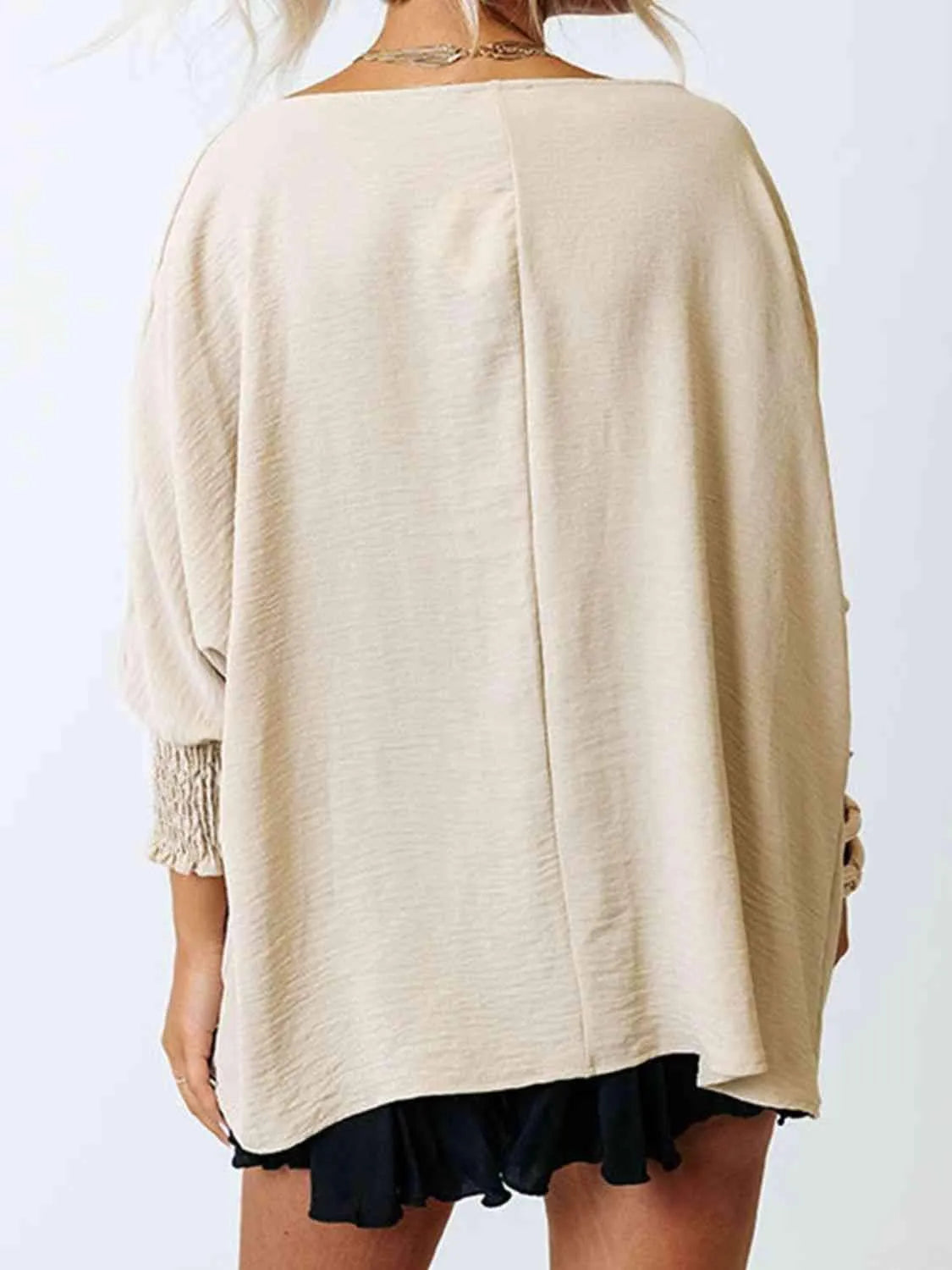 Boat Neck Three-Quarter Sleeve Blouse Blouses - Tophatter Daily Deals