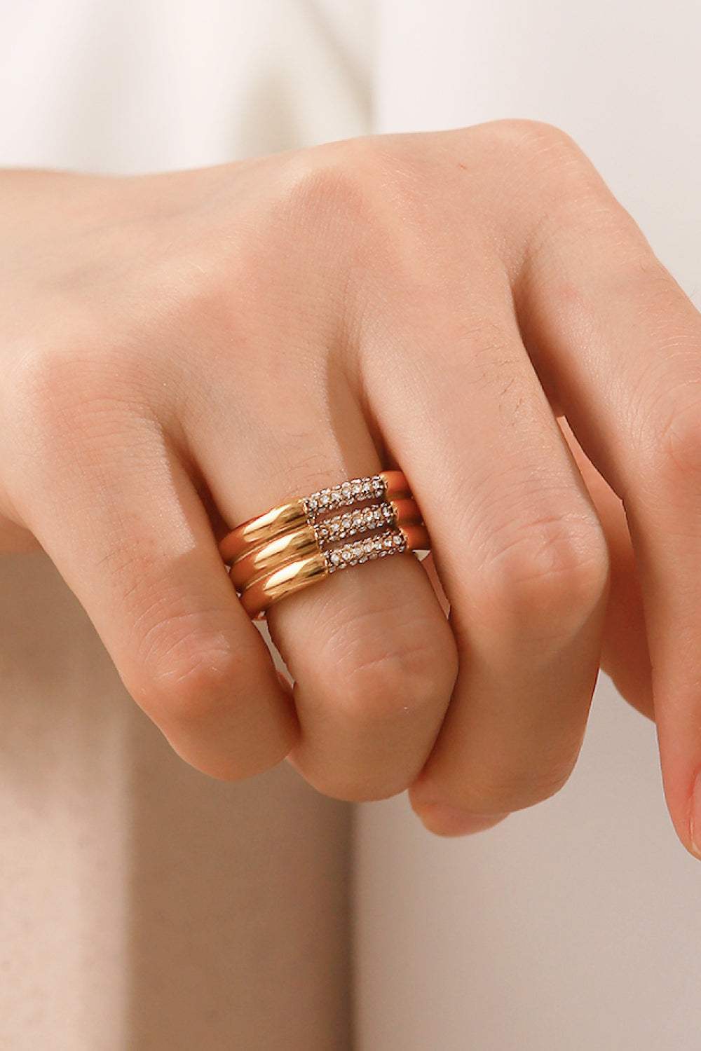 Triple-Layered Rhinestone Ring Rings - Tophatter Daily Deals