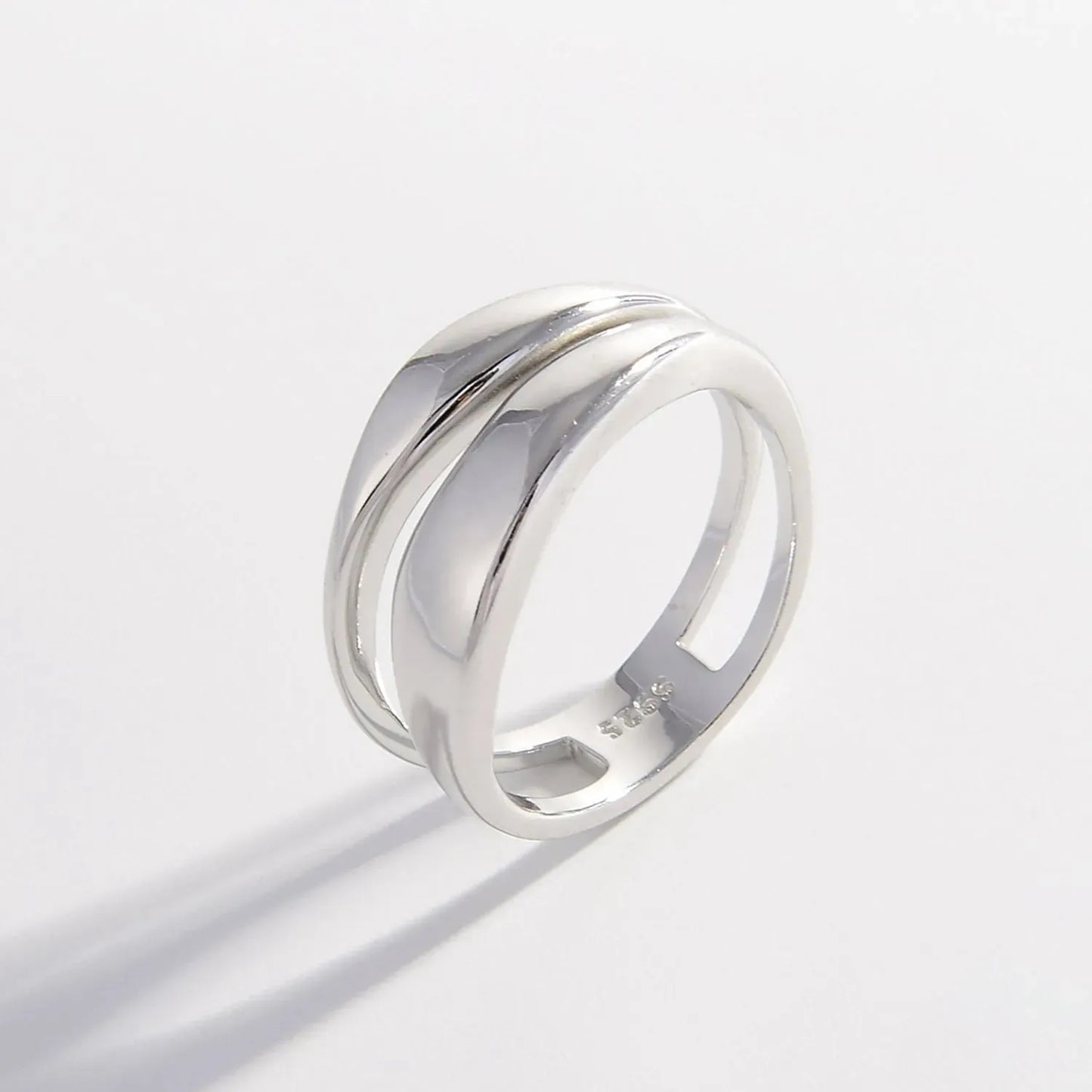 925 Sterling Silver Double-Layered Ring Silver Rings - Tophatter Daily Deals