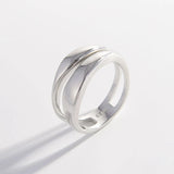 925 Sterling Silver Double-Layered Ring Silver Rings - Tophatter Daily Deals