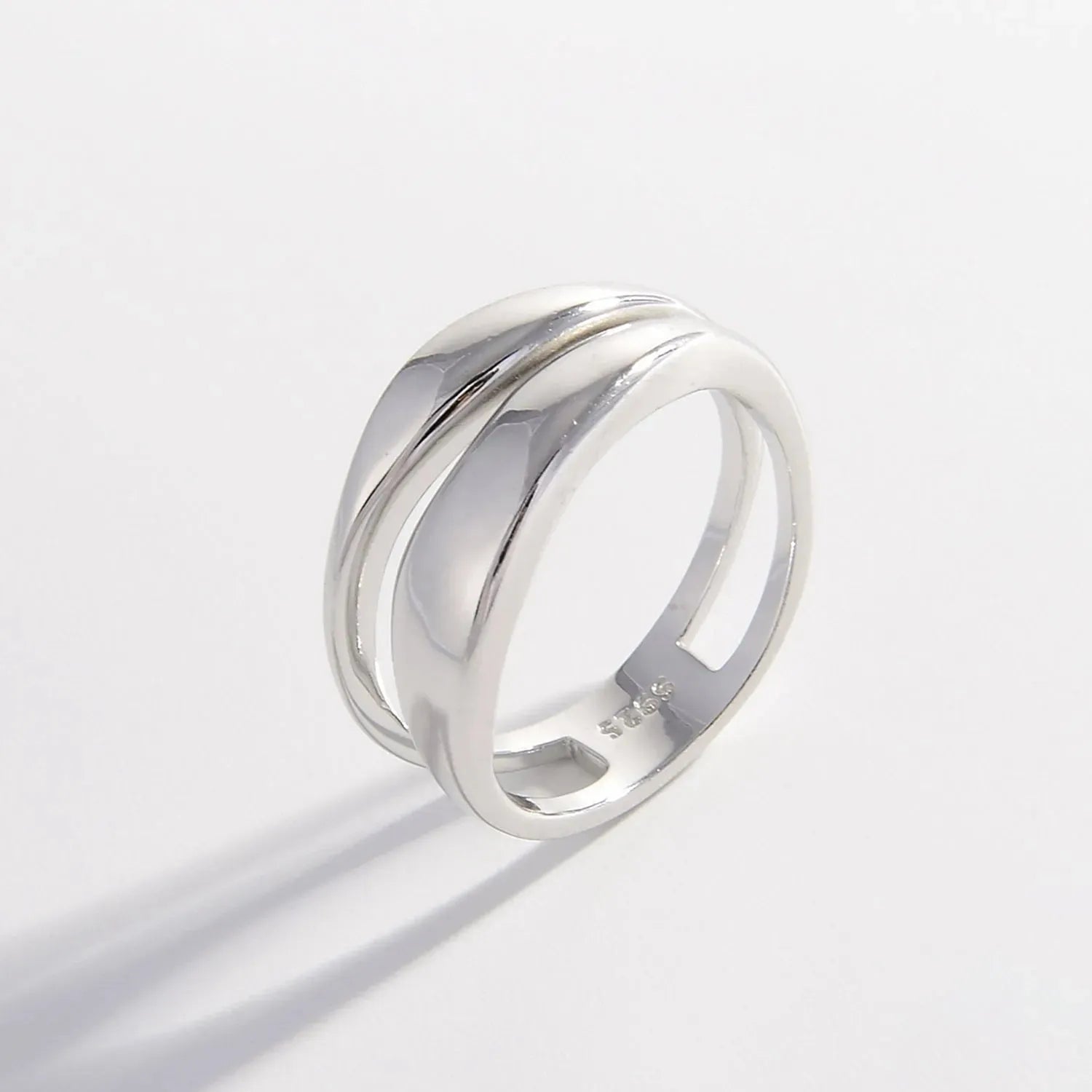 925 Sterling Silver Double-Layered Ring Silver Rings - Tophatter Daily Deals