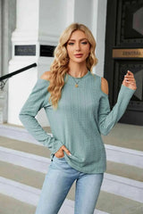 Dropped Shoulder Long Sleeve Blouse Sage Blouses - Tophatter Daily Deals
