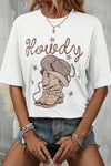 HOWDY Round Neck Short Sleeve T-Shirt White Women's T-Shirts - Tophatter Daily Deals