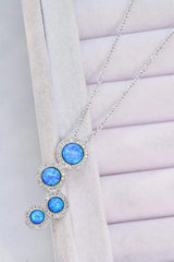 Opal Round Pendant Chain-Link Necklace Opal - Tophatter Daily Deals