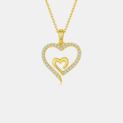 Moissanite 925 Sterling Silver Heart Pendant Necklace Moissanite - Tophatter Daily Deals