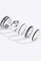 Zinc Alloy Five-Piece Ring Set Rings - Tophatter Daily Deals