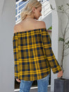 Off-Shoulder Striped Long Sleeve T-Shirt Women's T-Shirts - Tophatter Daily Deals