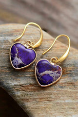 Imperial Jasper Heart Earrings Earrings - Tophatter Daily Deals
